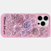 Coques Case-Mate iPhone Élégant cliparts floraux 3D - Rose et violet paste (Verso (horizontal))