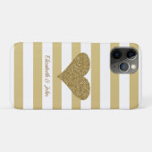 Coques Case-Mate iPhone Élégant Coeur De Glitterie Or Faux Sur Les Rayures (Dos (Horizontal))