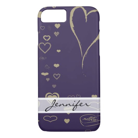 Coques Case-Mate iPhone Élégant Coeur pourpre foncé moderne (Dos)