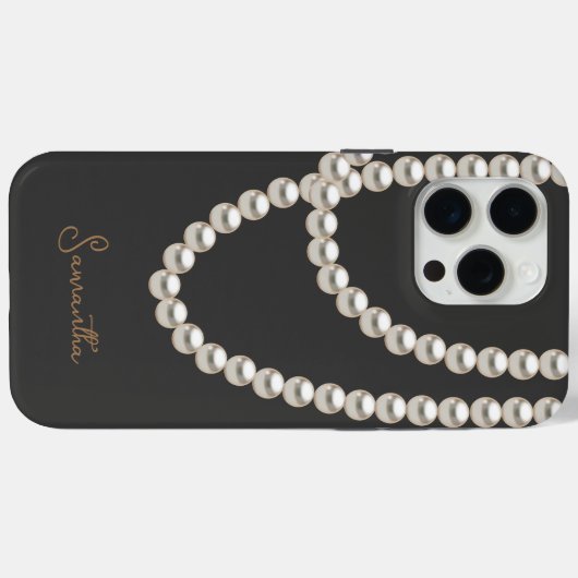 Coques Case-Mate iPhone Elégant collier de perle gris (Verso (horizontal))