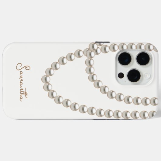 Coques Case-Mate iPhone Elégant collier Pearl blanc (Verso (horizontal))