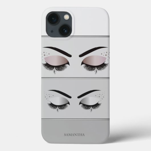 Coques Case-Mate iPhone Élégant Cool Moderne Gris Rayé,Cils (Verso)