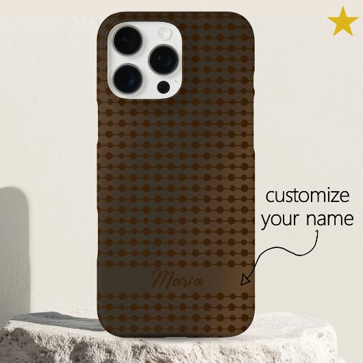 Coques Case-Mate iPhone Elegant Copper Metal Dots Line Pattern Custom Name