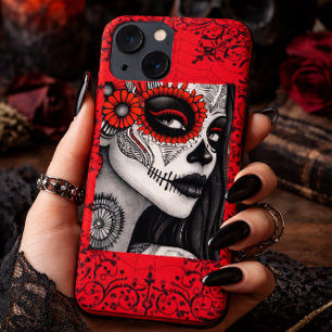 Case-Mate iPhone Case Elégant crâne La Catrina - noir, blanc et rouge