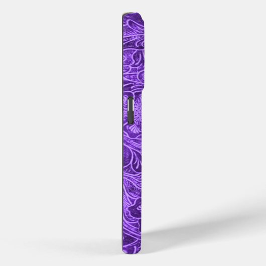 Coques Case-Mate iPhone Elégant cuir violet look floral Embossé Design (Verso / Droite)