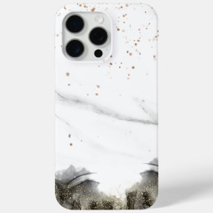 Coque iPhone 15 Pro Max Élégant cuivre Marbre or Rose fille