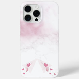 Coque iPhone 15 Pro Max Élégant cuivre Marbre or Rose fille