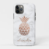 Coques Case-Mate iPhone Élégant cuivre rose or blanc marbre ananas