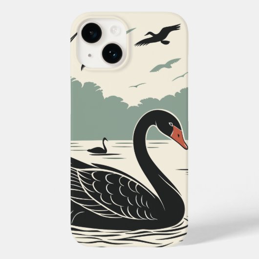 Coques Case-Mate iPhone Élégant cygne noir (Verso)