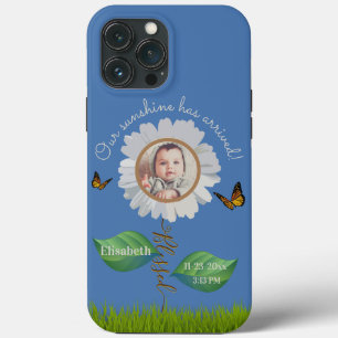 Case-Mate iPhone Case Elégant Daisy Blue Floral Cute Baby Photo & Nom