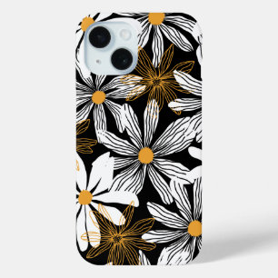 Coque Pour iPhone 15 Elegant Daisy Motif Abstrait