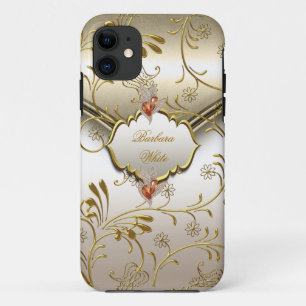 Coque Case-Mate Pour iPhone Elégant Damask Caramel Crème Beige Or Ambre