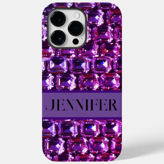 Coques Case-Mate iPhone Élégant diamants de pierres précieuses violettes (Verso)