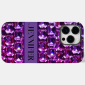 Coques Case-Mate iPhone Élégant diamants de pierres précieuses violettes (Verso (horizontal))