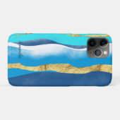 Coques Case-Mate iPhone Elégant élégant Ocean Waves Blue Gold Aquarelle (Dos (Horizontal))