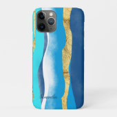 Coques Case-Mate iPhone Elégant élégant Ocean Waves Blue Gold Aquarelle (Dos)