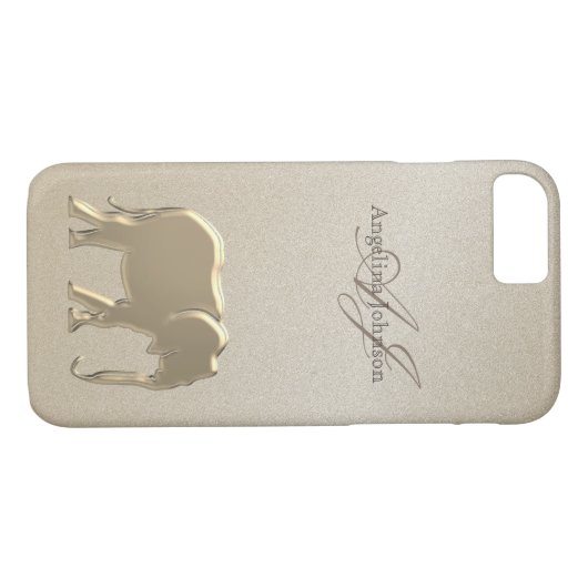 Coques Case-Mate iPhone Élégant Eléphant Or Monogramme (Dos (Horizontal))
