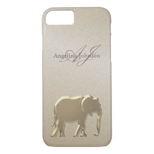 Coques Case-Mate iPhone Élégant Eléphant Or Monogramme (Dos)