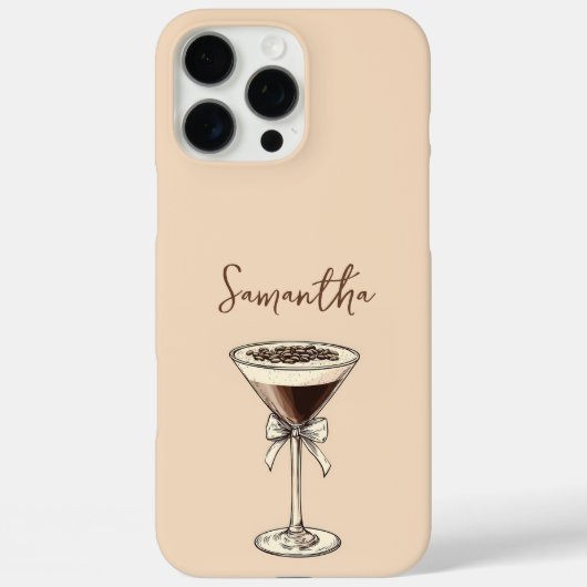 Coques Case-Mate iPhone Élégant Espresso Martini Script Nom personnalisé (Verso)