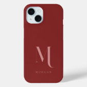 Coques Case-Mate iPhone Élégant et minimal Monogramme rouge profond (Verso)