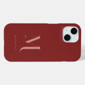 Coques Case-Mate iPhone Élégant et minimal Monogramme rouge profond (Verso (horizontal))