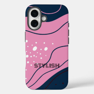 Coques iPhone 16 Élégant et moderne bleu et blanc