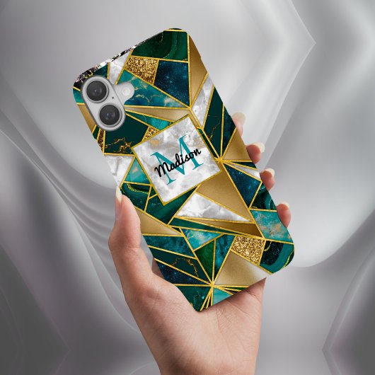 Coques Case-Mate iPhone Elégant faux or turquoise géométrique