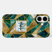 Coques Case-Mate iPhone Elégant faux or turquoise géométrique (Verso (horizontal))