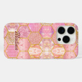 Coques Case-Mate iPhone Elégant faux Parties scintillant rose or géométriq (Verso (horizontal))