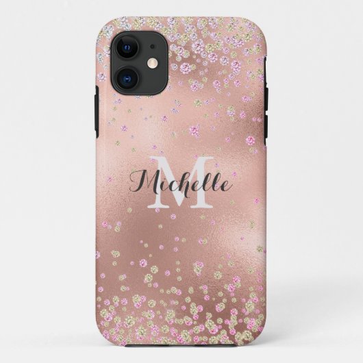 Coques Case-Mate iPhone Elégant Faux Rose Gold Foil Personnalisé (Dos)