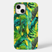 Coques Case-Mate iPhone Élégant feuille vert tropical motif jaune (Verso)