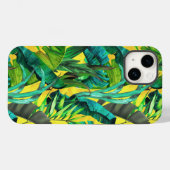 Coques Case-Mate iPhone Élégant feuille vert tropical motif jaune (Verso (horizontal))