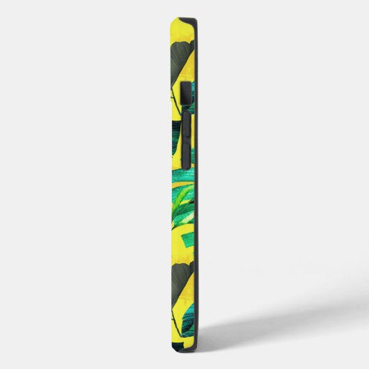 Coques Case-Mate iPhone Élégant feuille vert tropical motif jaune (Verso / Gauche)