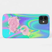 Coques Case-Mate iPhone Élégant flamant rose bébé holographique mignon (Dos (Horizontal))