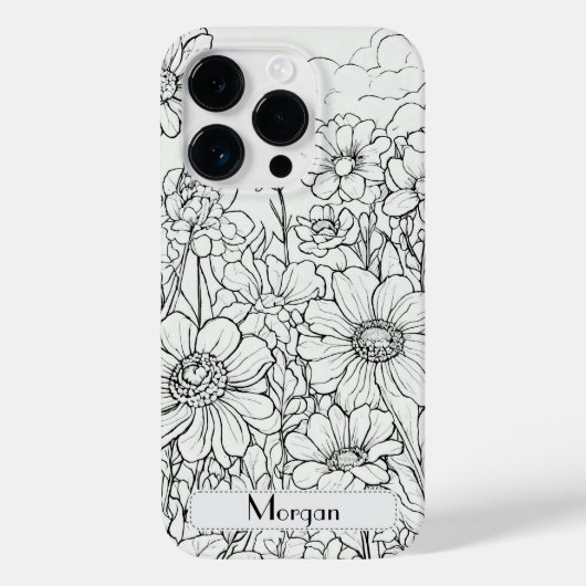 Coques Case-Mate iPhone Élégant Fleur sauvage blanc et noir (Verso)