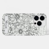 Coques Case-Mate iPhone Élégant Fleur sauvage blanc et noir (Verso (horizontal))