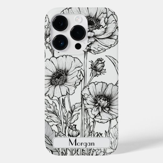 Coques Case-Mate iPhone Élégant Fleur sauvage blanc et noir (Verso)