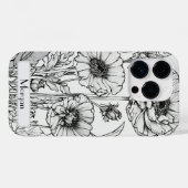 Coques Case-Mate iPhone Élégant Fleur sauvage blanc et noir (Verso (horizontal))