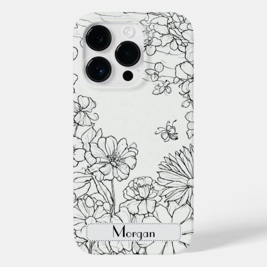 Coques Case-Mate iPhone Élégant Fleur sauvage moderne blanc et noir (Verso)