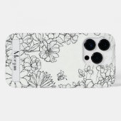 Coques Case-Mate iPhone Élégant Fleur sauvage moderne blanc et noir (Verso (horizontal))