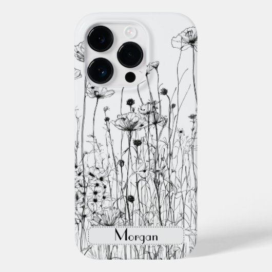 Coques Case-Mate iPhone Élégant Fleur sauvage moderne blanc et noir (Verso)