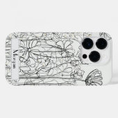 Coques Case-Mate iPhone Élégant Fleur sauvage moderne blanc et noir (Verso (horizontal))