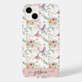 Coques Case-Mate iPhone Élégant Fleur sauvage rose rose pâle Oiseau person (Verso)