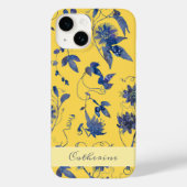 Coques Case-Mate iPhone Elégant Fleurs Bleues Élégantes Mustard Jaune Flor (Verso)