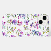 Coques Case-Mate iPhone Élégant fleurs sauvages d'aquarelle rose violet (Verso (horizontal))
