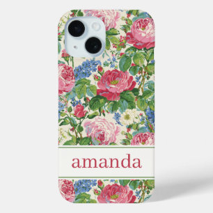 Coque Pour iPhone 15 Élégant floral aquarelle personnalisé rose