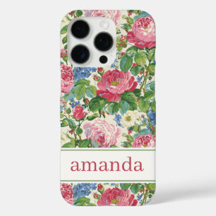 Coques iPhone 16 Pro Élégant floral aquarelle personnalisé rose