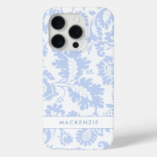 Coque iPhone 15 Pro Élégant floral botanique bleu
