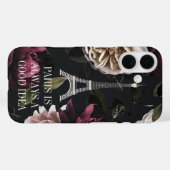 Coques Case-Mate iPhone Elégant floral foncé Paris Tour Eiffel Devis (Verso (horizontal))