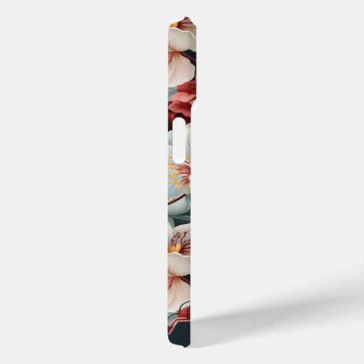 Coques Case-Mate iPhone Élégant floral gras avec monogramme personnalisé (Verso / Droite)